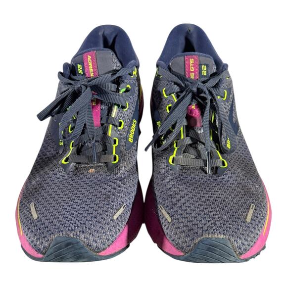 Brooks Adrenaline GTS 22 Women’s 11 Navy Purple Neon Running Shoes Medium B - Picture 4 of 9